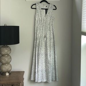 NWT white maxi dress with black polka dots